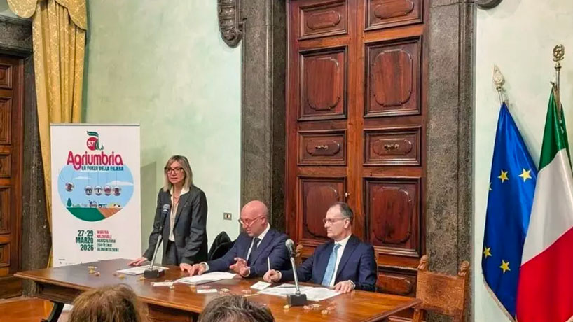 Conferenza stampa di presentazione di Agriumbria 2026 con Simona Meloni, Erigo Pecci e Antonio Forini